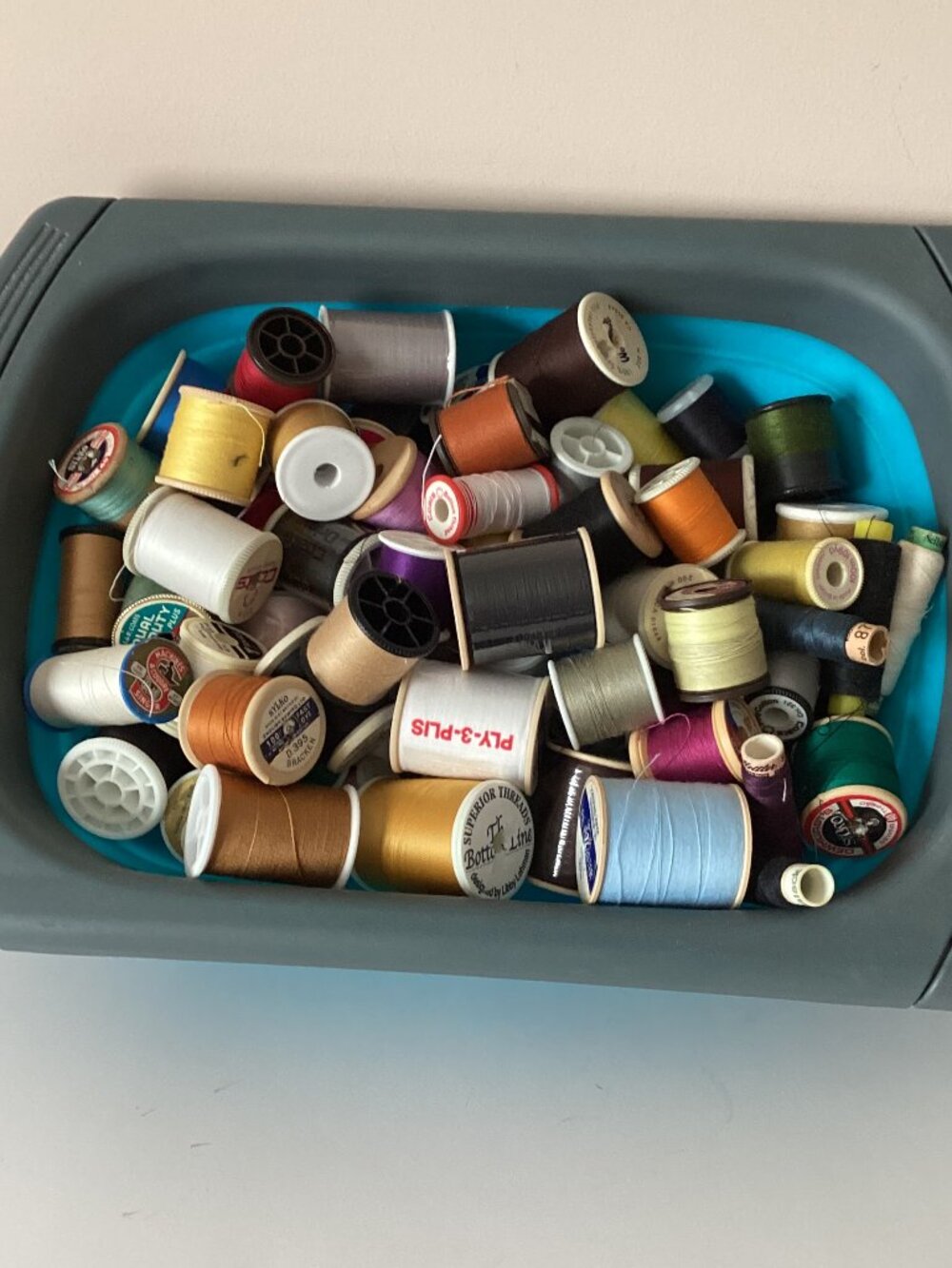 A Bundle of Vintage Sewing Thread Wooden & Plastic Spools